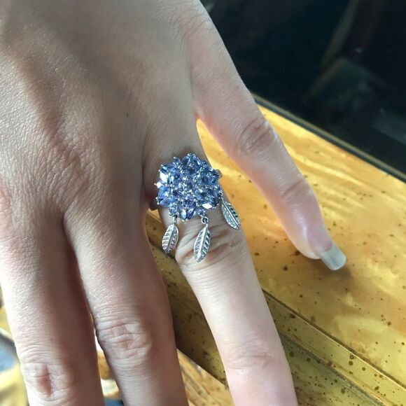 Natural Tanzanite Sterling Silver Ring Size 6 - Picture 2 of 9